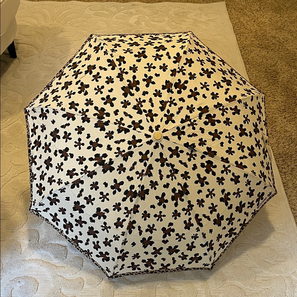 Moschino Black and Brown Floral Umbrella